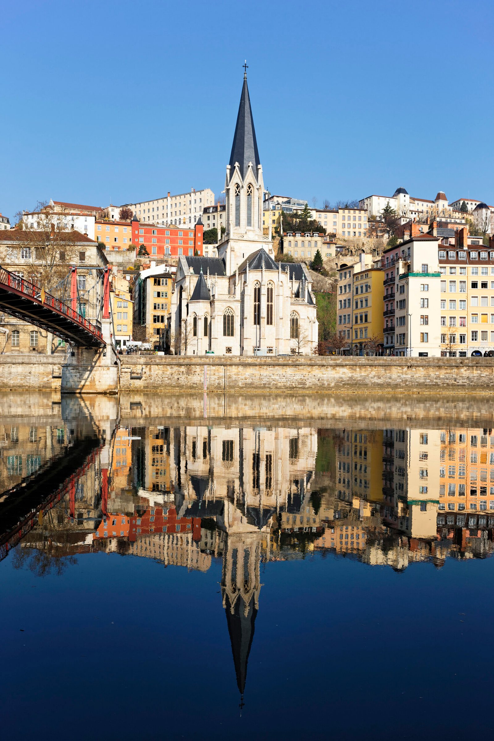 ancient; apartment; architecture; bank; basilica; blue; bridge; building; cathedral; catholic; church; city; cityscape; clear; cloud; cloudscape; colorful; district; embankment; europe; fourviere; france; hill; house; idyllic; landmark; lyon; medieval; old; panorama; panoramic; postcard; reflection; river; riverbank; riverside; saone; scene; sky; stitched; urban; vieux; water